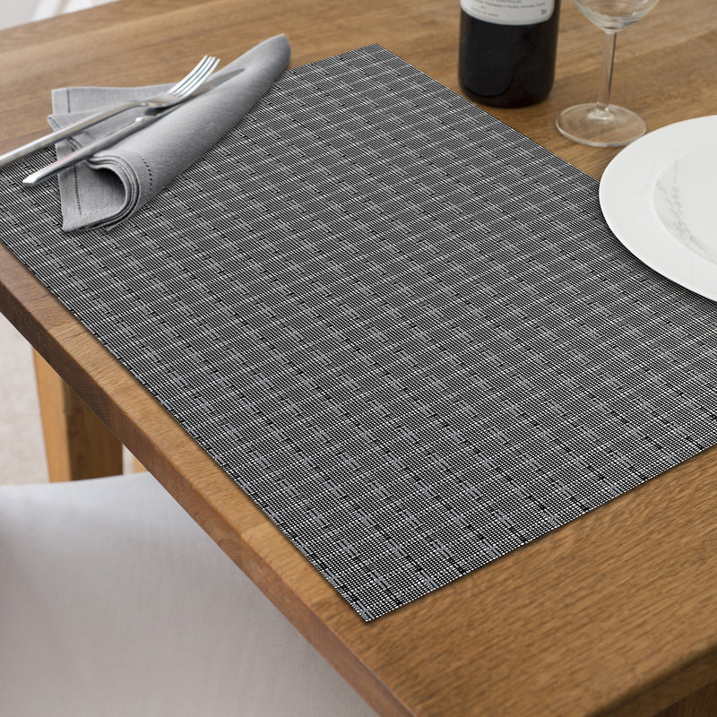 Woven Pvc Placemat Weave Black - Set of 12