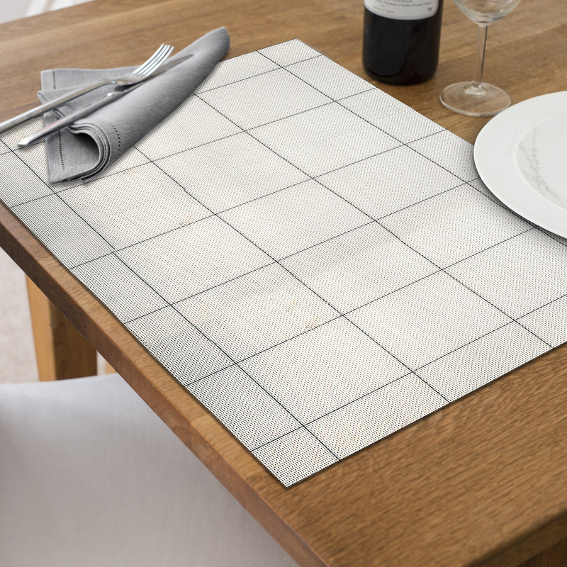 Woven Pvc Placemat Set Of 4 Square Block White/Black