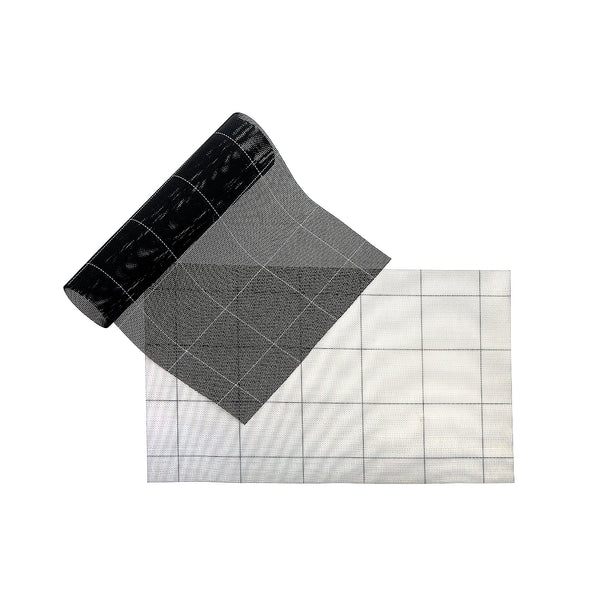 Woven Pvc Placemat Set Of 4 Square Block White/Black