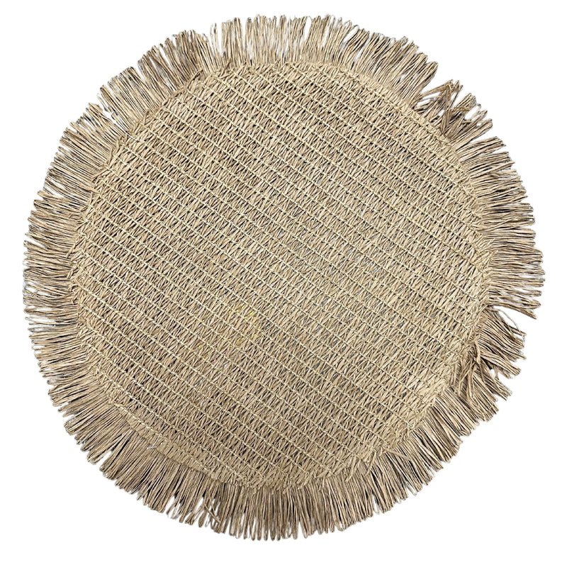 Woven Round Placemat With Fringes - Set of 12