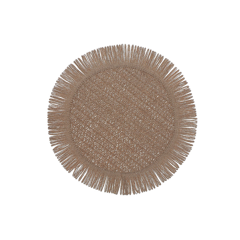 Woven Round Placemat With Fringes - Set of 12