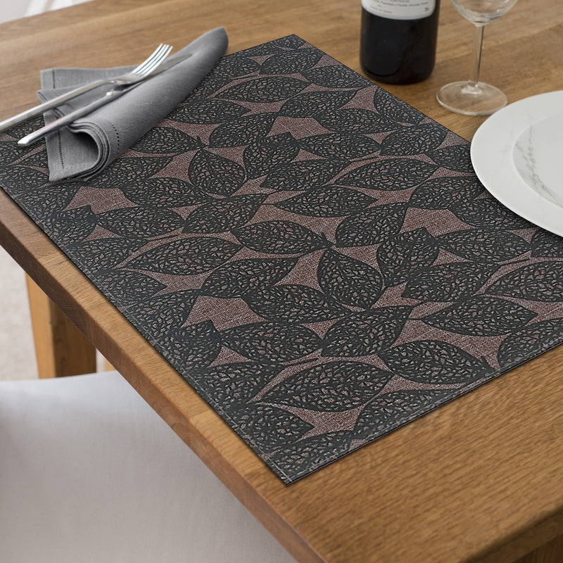 Poly-Linen Printed Placemat Leave Green - Set of 12