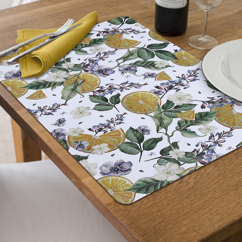 Printed Cork Backed Placemat Lemon - Set of 12