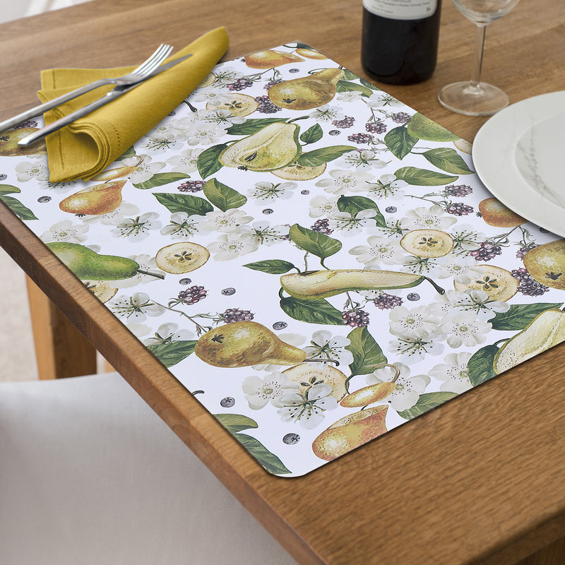 Printed Cork Backed Placemat Pear - Set of 12