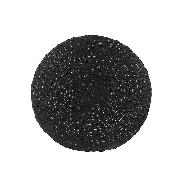 Hand Made Natural Weaving Round Placemat Black - Set of 12