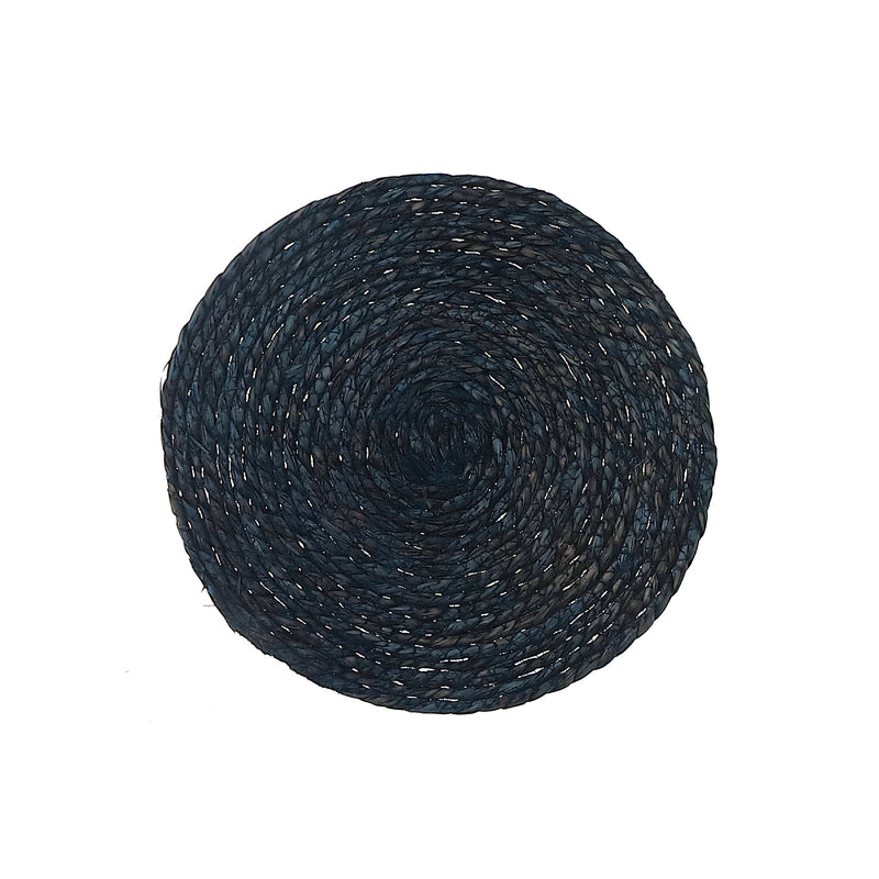 Hand Made Natural Weaving Round Placemat Blue - Set of 12