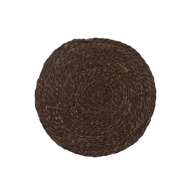 Hand Made Natural Weaving Round Placemat Brown - Set of 12