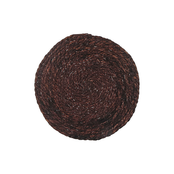 Hand Made Natural Weaving Round Placemat Dark Brown - Set of 12