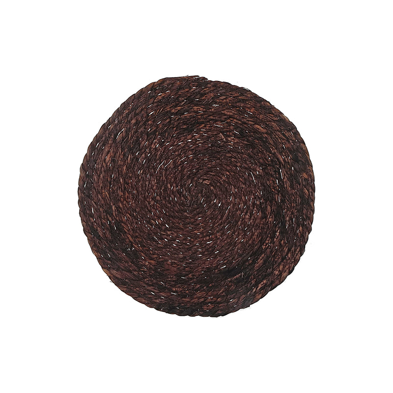 Hand Made Natural Weaving Round Placemat Dark Brown - Set of 12