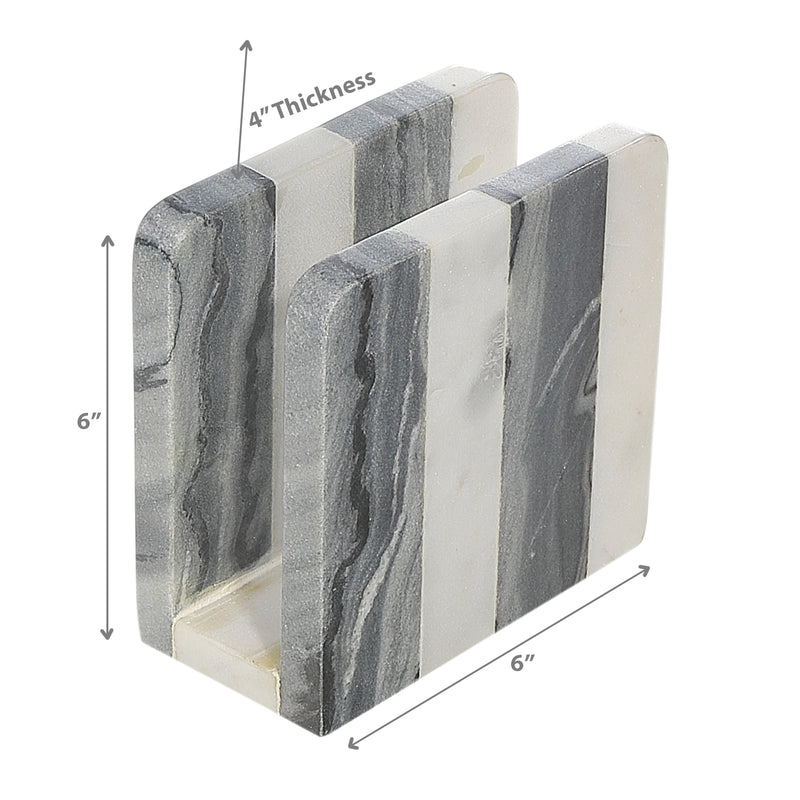 White & Grey Marble Napkin Holder