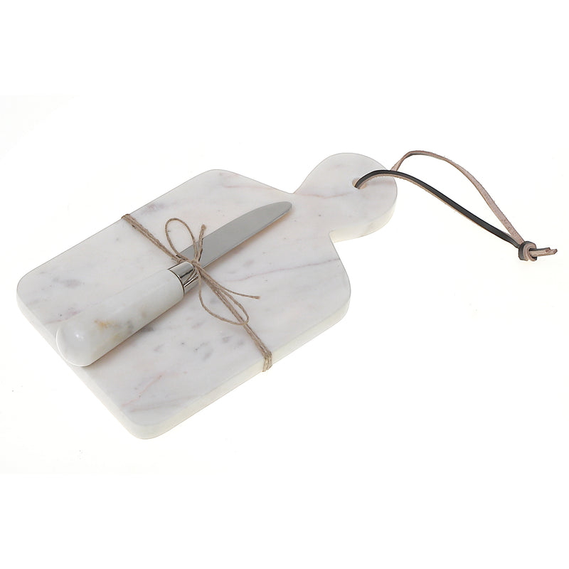 Marble Cheese Board With Spreader White