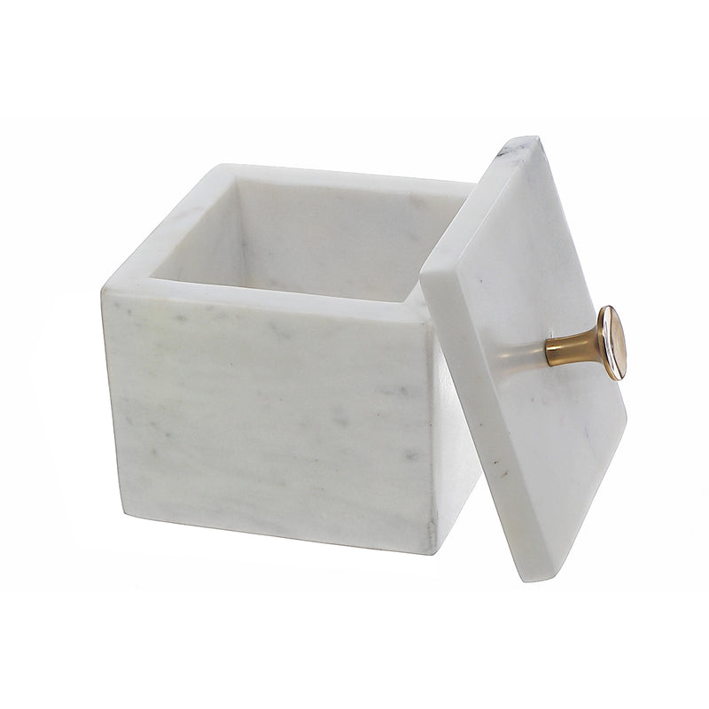 Marble Canister With Lid & Gold Knob White