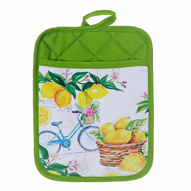 Pot Holder With Pocket Lemon Fruit - Set of 6