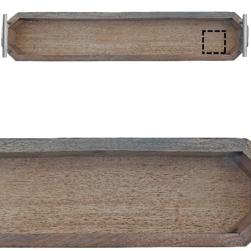 Custom Set Of 2 Mango Wood Long Trays With Handle