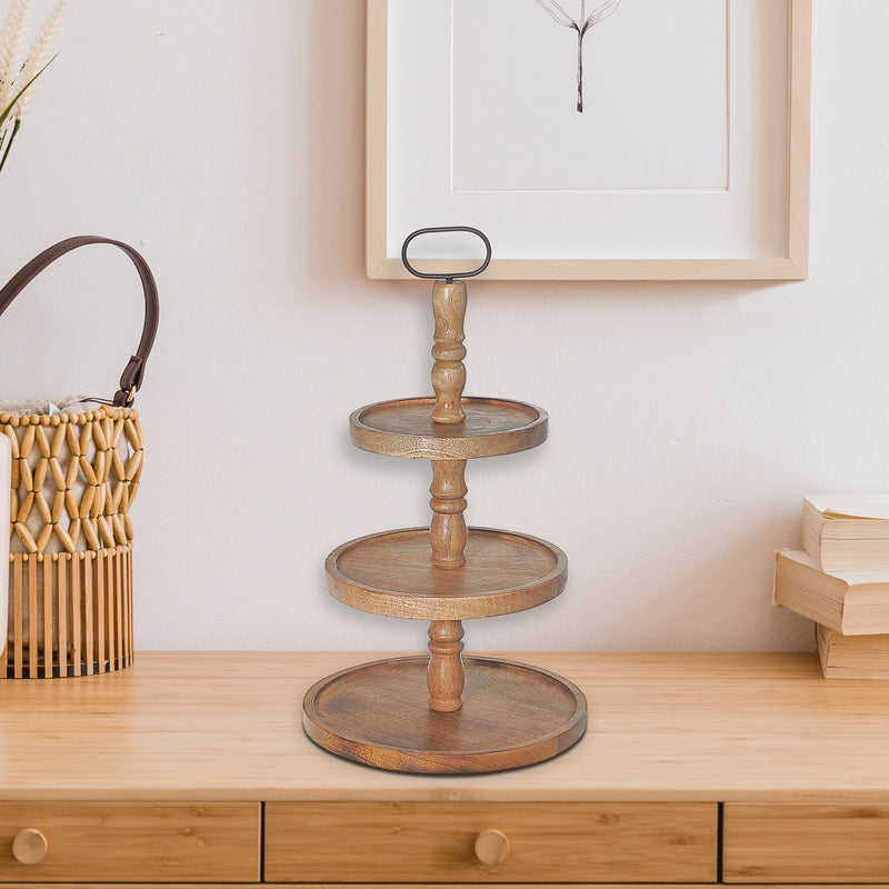 3 Tier Wooden Round Stand