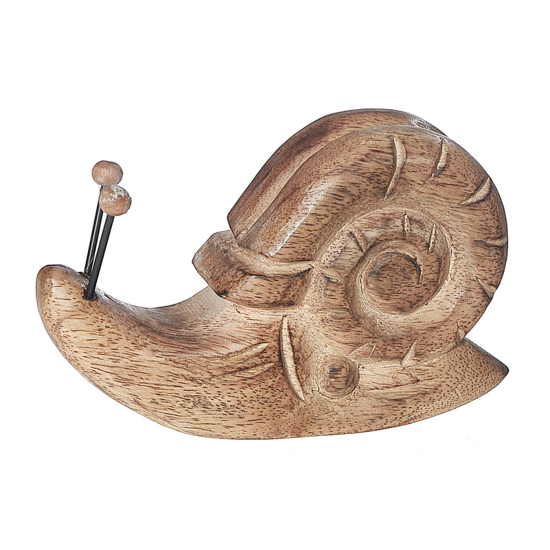 Mango Wood Craved Snail Decor 6"H Large