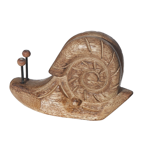 Mango Wood Craved Snail Decor 5"H Small