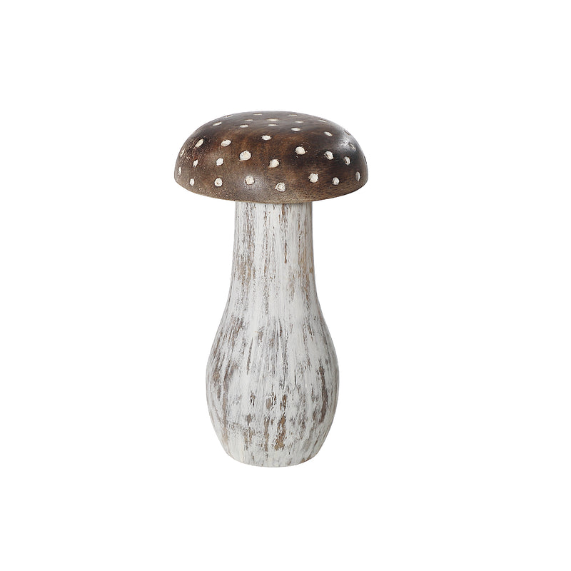 Mango Wooden White Polka Dots Decor Mushroom Large