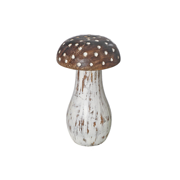 Mango Wooden White Polka Dots Decor Mushroom Small