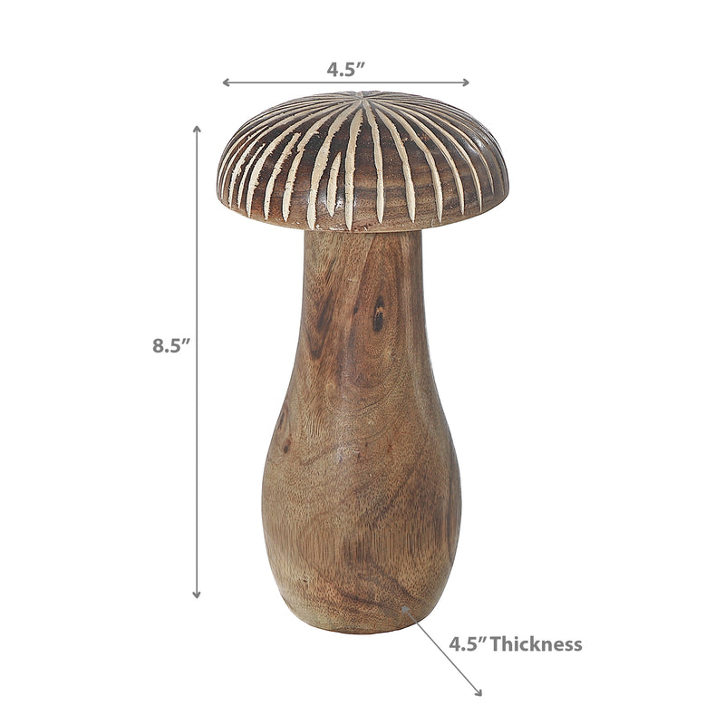 Mango Wooden Craved White Decor Mushroom Large