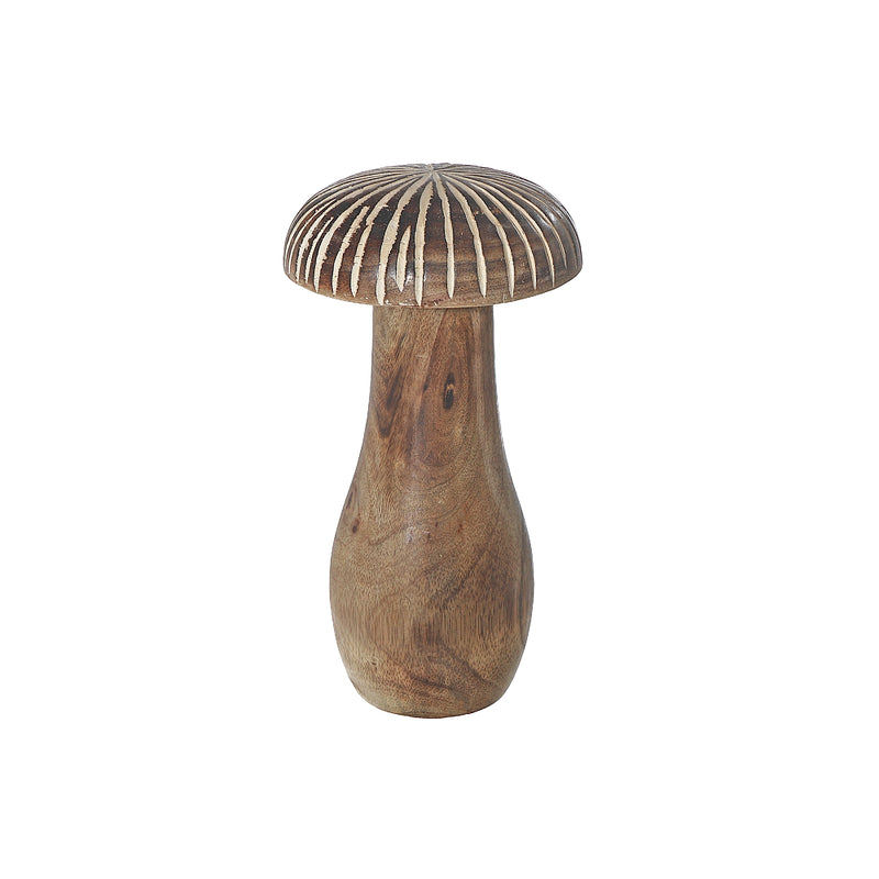 Mango Wooden Craved White Decor Mushroom Large