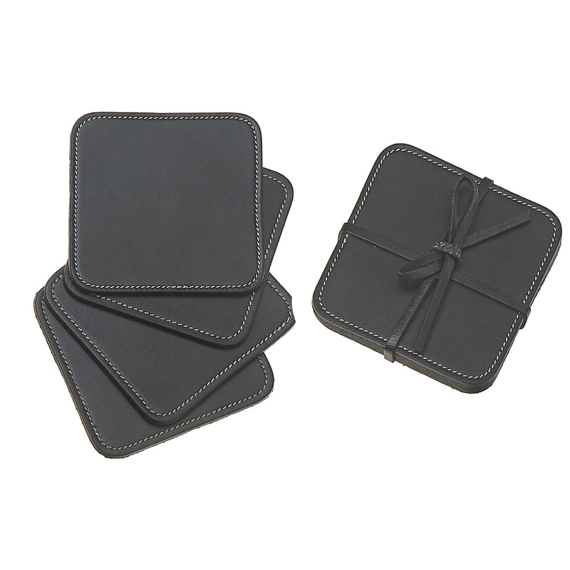 4Pc Square Genuine Leather Coasters