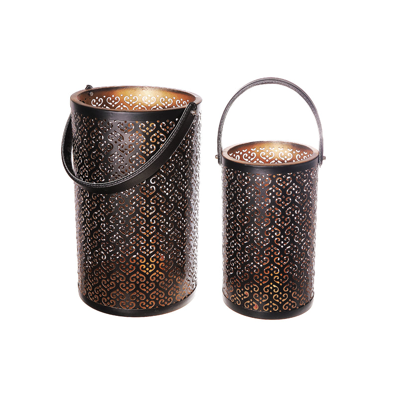 Metal Cutout Stella Lantern Set Of 2