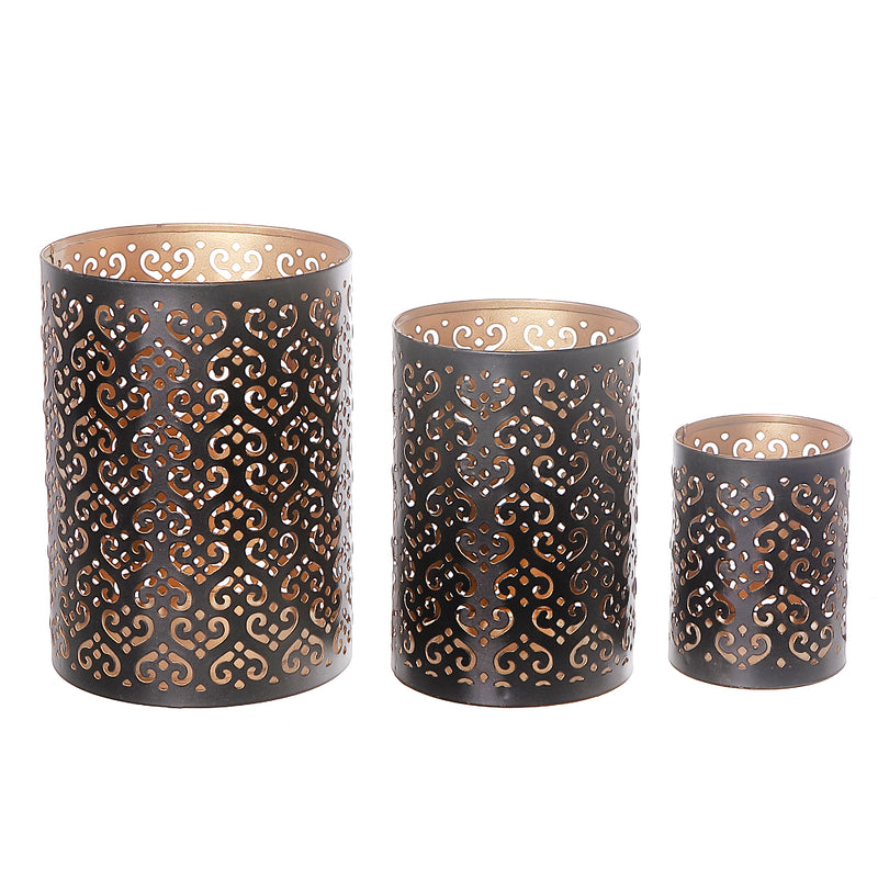 Metal Cutout Stella Candle Holder Set Of 3