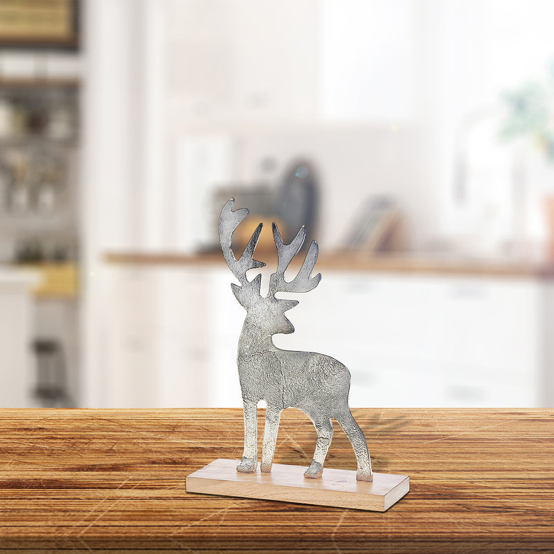 Silver Deer With Acacia Base