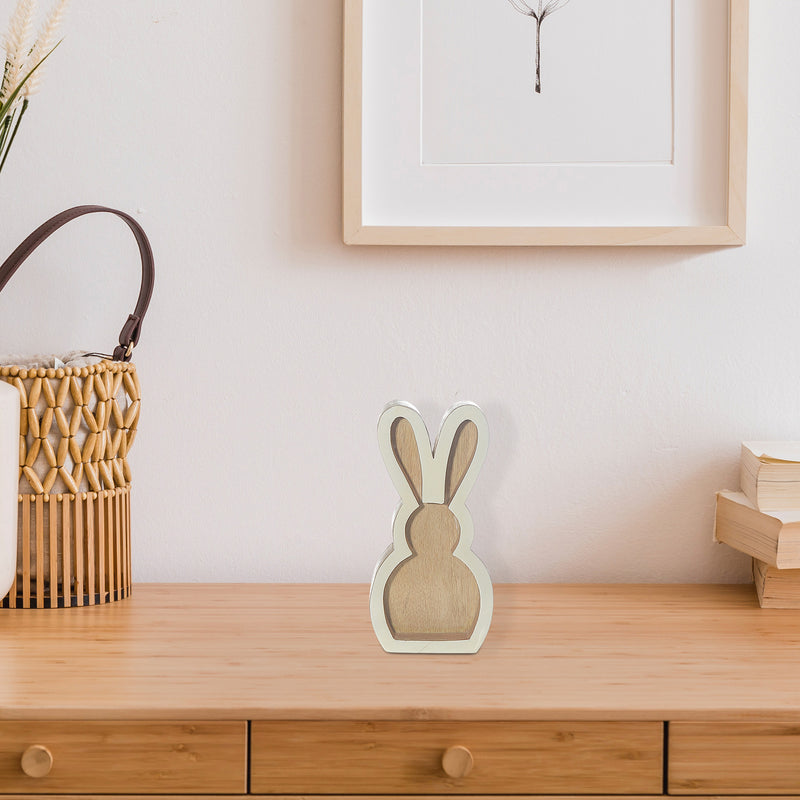 Wooden Sitting Bunny With Enamel Finish