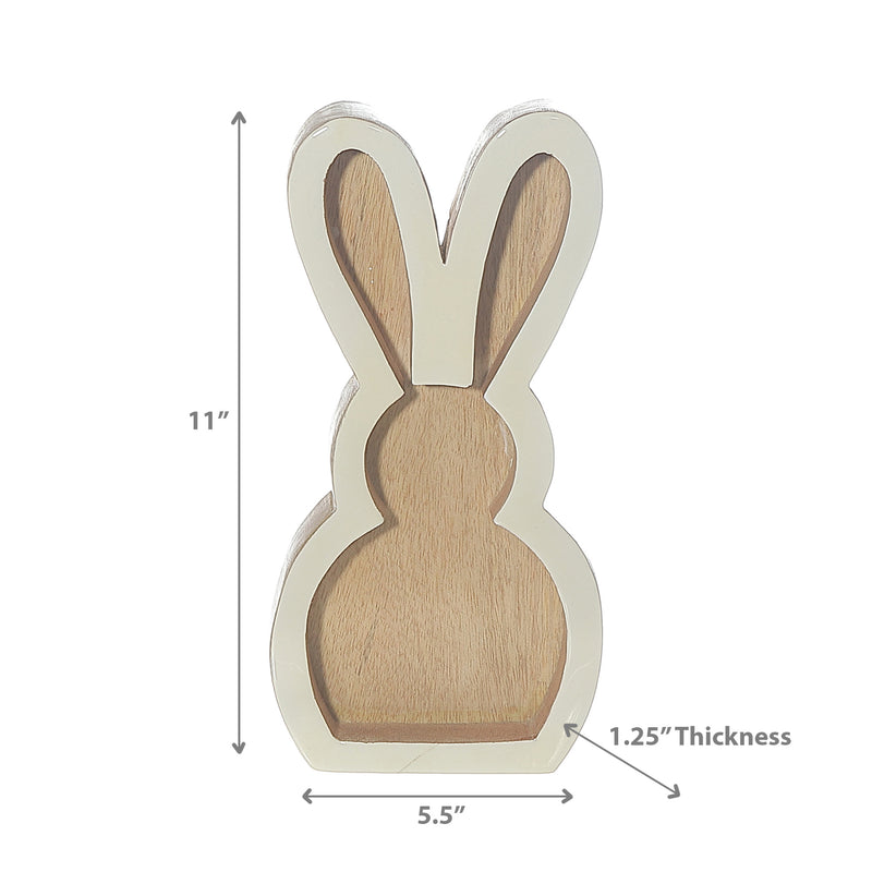 Wooden Sitting Bunny With Enamel Finish