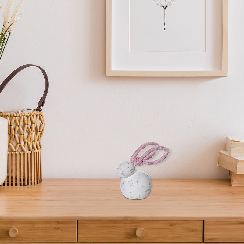 White Wooden Bunny With Pink Ears