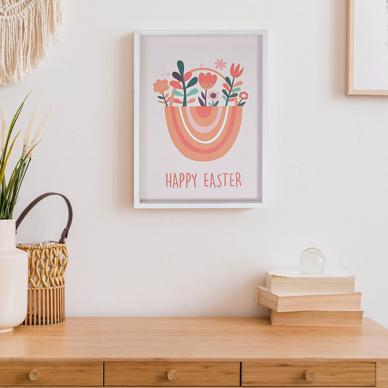 Framed Wood Wall Sign Happy Easter