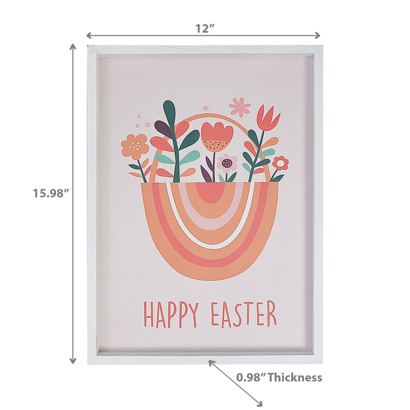 Framed Wood Wall Sign Happy Easter