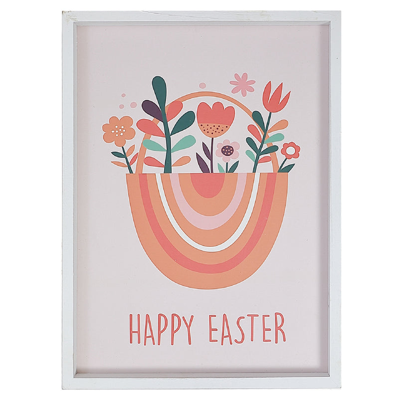 Framed Wood Wall Sign Happy Easter