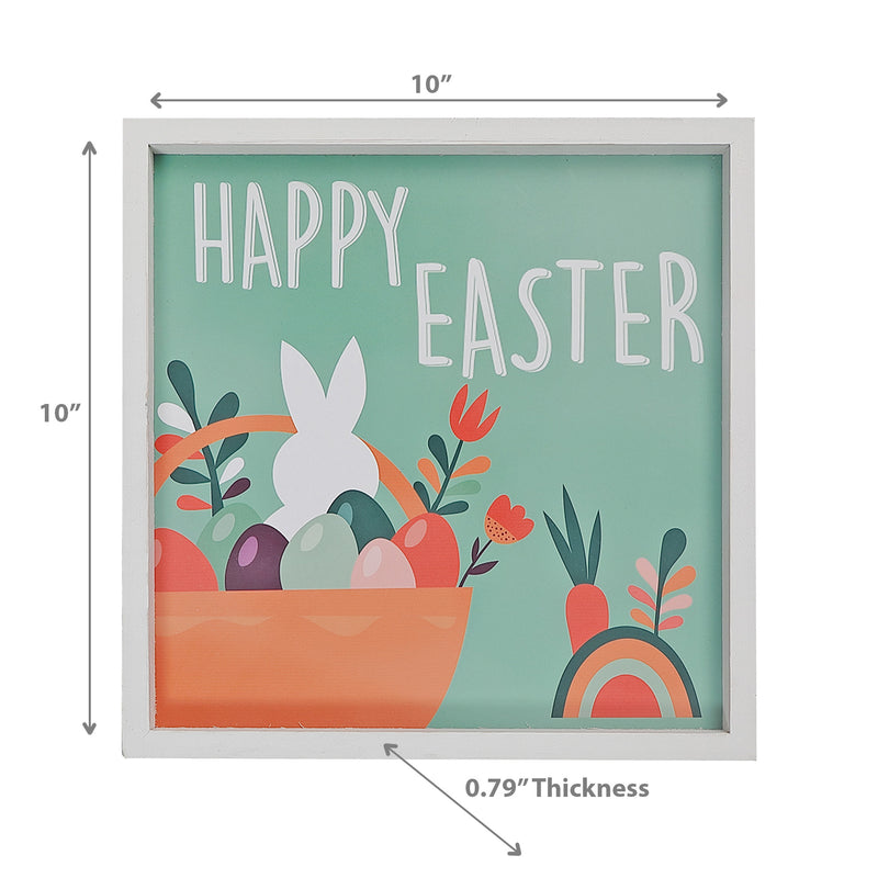 Framed Wood Wall Sign Bunny Happy Easter