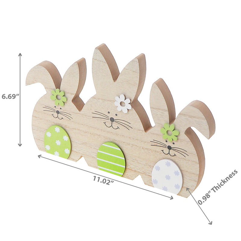 Wooden Triple Easter Egg Bunny Decor