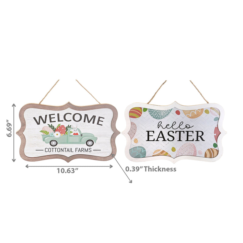 Wooden Wall Hanger Welcome TruckHello Easter - Set of 2