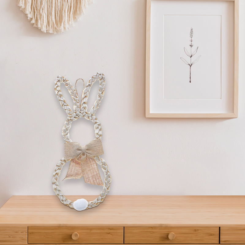 Wood Bunny With Bow Wall Hanging