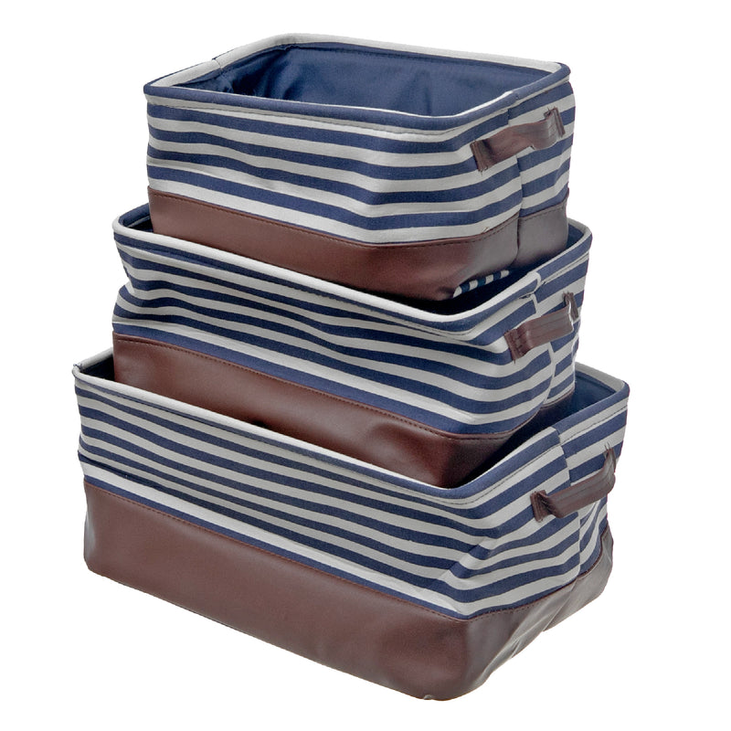 Storage Caddy Cloth & Pleather Strips Set of 3