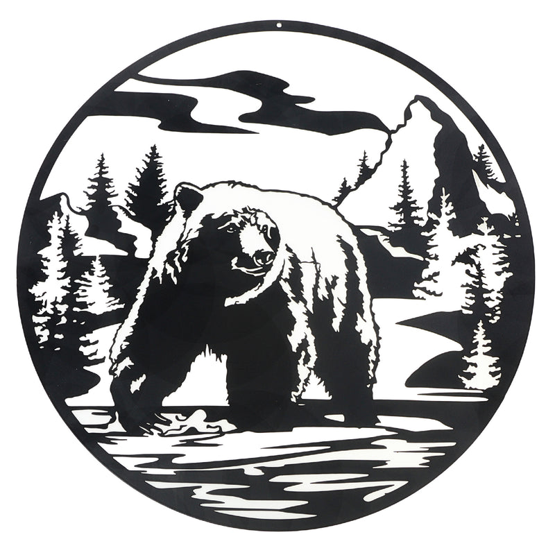 Metal Black Wall Decor Hunting Bear