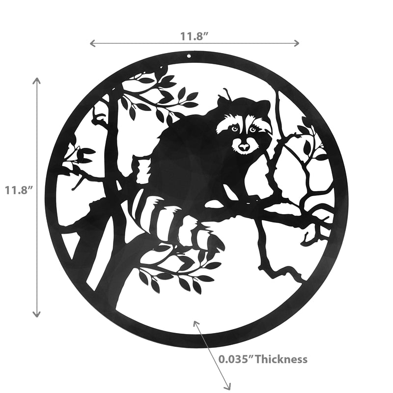 Metal Black Wall Decor Racoon On Tree