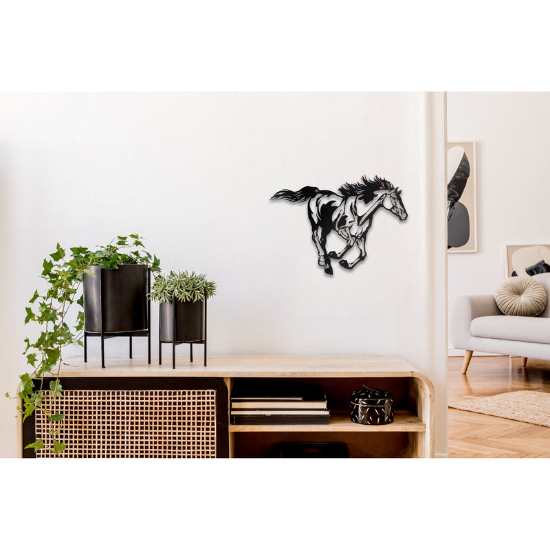 Metal Black Wall Decor Running Horse