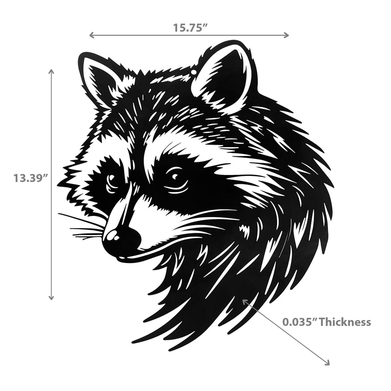 Metal Black Racoon Head Wall Decor