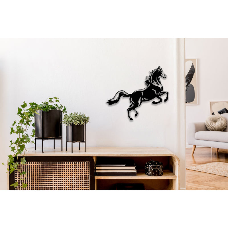 Metal Black Wall Decor Wild Horse