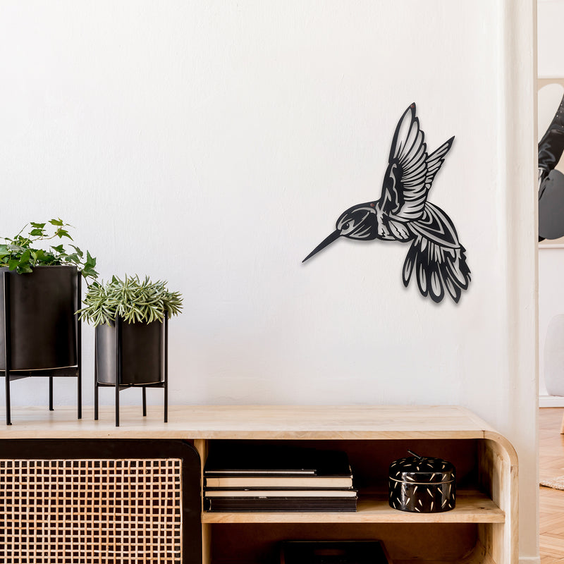 Metal Black Hummingbird Wall Decor