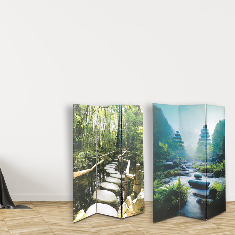 Double Sided Canvas Screen Zen Garden