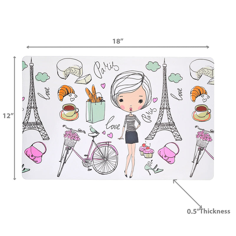 Plastic Placemat Girl In Paris 12 X 18 - Set of 12