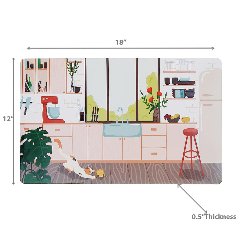 Plastic Placemat Cat In Kitchen 12 X 18 - Set of 12