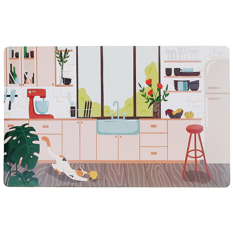 Plastic Placemat Cat In Kitchen 12 X 18 - Set of 12